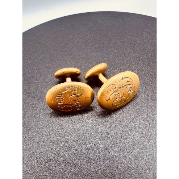 Antique 10K Yellow Gold Cufflinks - 1900s - Picture 1 of 6